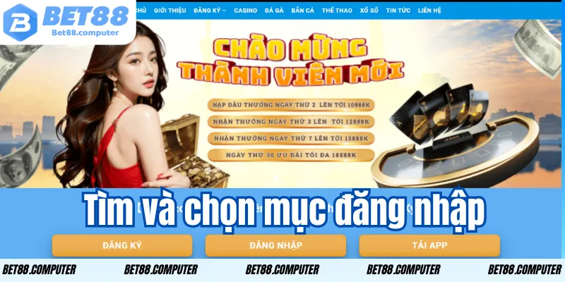 Tìm và chọn mục đăng nhập